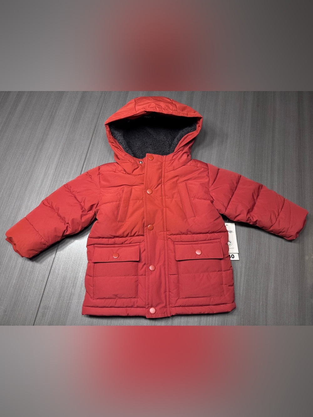 George Red Hooded Puffer Jacket for Kids